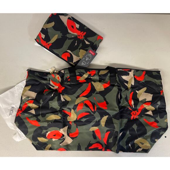 Tumi Handbags - NWT Tumi Just In Case Travel Tote Bag with Pouch red green black floral print